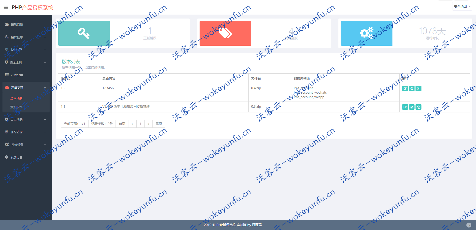 【网站授权验证系统】最新网站授权验证（盗版检测）更新系统V2.7定制版完整版源码+一键更新系统+卡密自助授权功能等