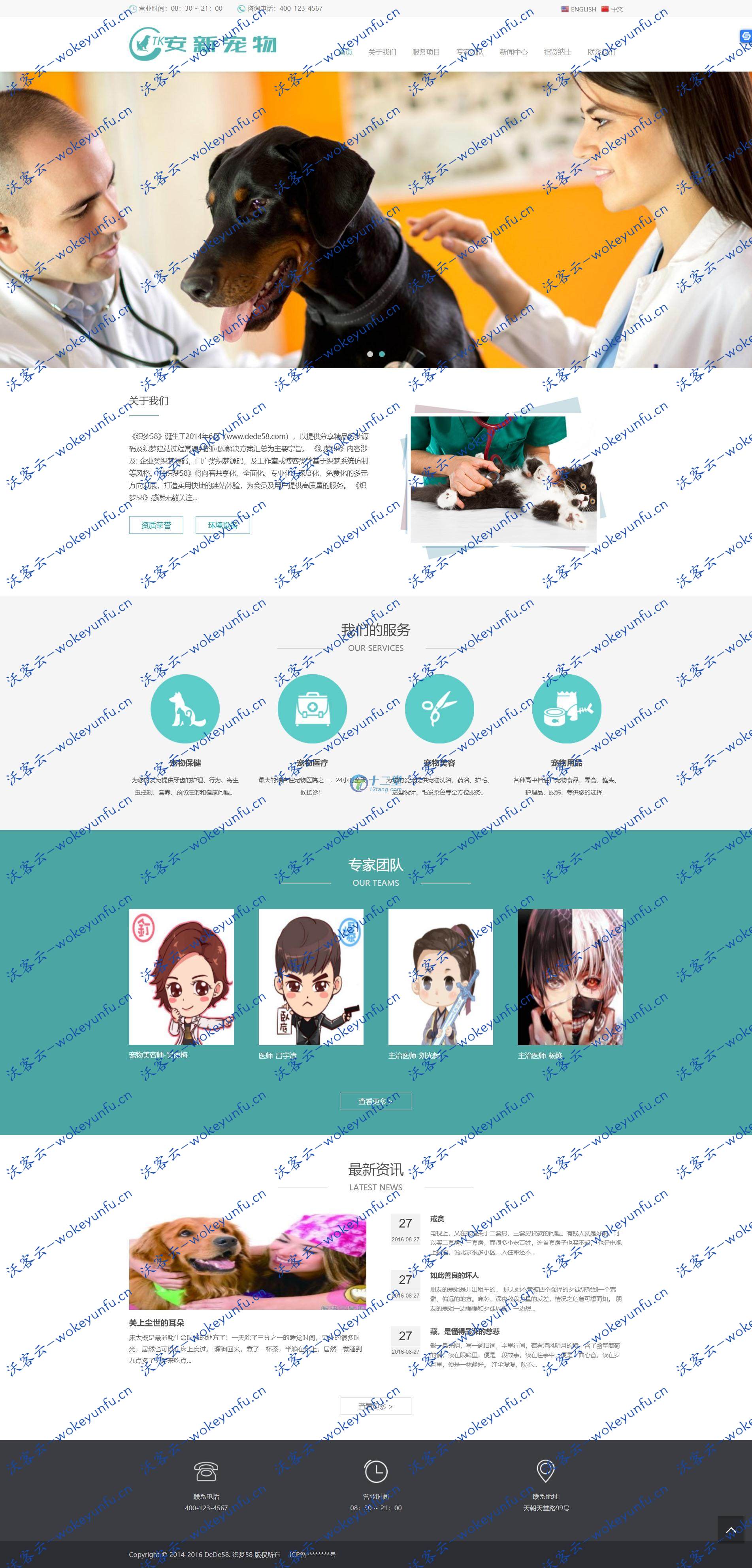 【宠物医院网站模板】织梦模板+适用于各类兽医公司网站+带手机版数据同步+兼容各大主流浏览器